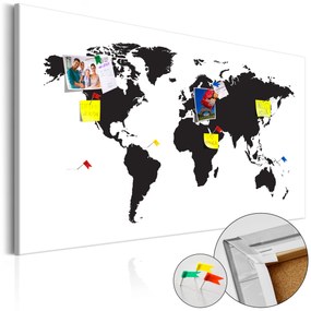Artgeist Obraz na korku - World Map: Black & White Elegance [Cork Map] Veľkosť: 90x60