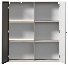 Závesná vitrína Lorini 100 cm - kašmírová / čierna úchytka G