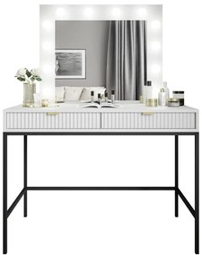 TOALETNÝ STOLÍK VIGGO BIELY + ČIERNY PODSTAVEC + ZRKADLO