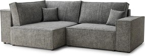 Sivá ženilková rozkladacia/s úložným priestorom rohová pohovka (ľavý roh/do L) Tonga – Maison de Rêve
