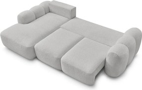 Svetlosivá rozkladacia/s úložným priestorom rohová pohovka z textílie buklé (ľavý roh/s leňoškou) Montaigne – Bobochic Paris