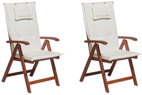 Sada 6 drevených stoličiek s bielymi vankúšmi TOSCANA Beliani