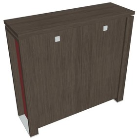 Stredná skriňa Verno+ S 140 x 46 x 130 cm, dub antracit / červená