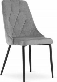 Jedálenská zostava stôl 80 cm čierny a 2 stoličky IMOLA sivé / nohy čierne