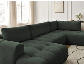 Zelená rozkladacia/s úložným priestorom rohová pohovka (pravý roh/do tvaru "U") Fuji – Bobochic Paris