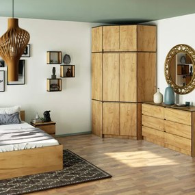 Rohová skriňa s nadstavcom S100 dub craft