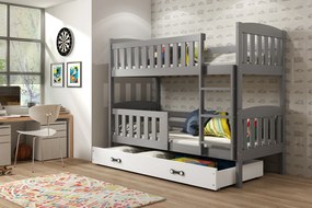 Interbeds Poschodová posteľ Kubus grafit so šuplíkom 200cm x 90cm - biela
