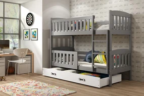 Interbeds Poschodová posteľ Kubus grafit so šuplíkom190cm x 90cm - biela