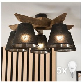 Brilagi - LED Prisadený luster ANTHONY 5xE14/40W/230V dub orech/čierna