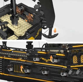 Čierna pirátska loď Mold King, sada stavebných kociek 3180 dielikov ZKL.13199