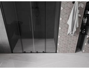 Mexen Velar Duo, posuvné sprchové dvere do otvoru 150 cm, 8mm šedé sklo, čierna matná, 871-150-000-42-70