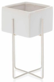 KERAMICKÝ KVETINÁČ SO STOJANOM MIZU 20,5X12 CM BIELA