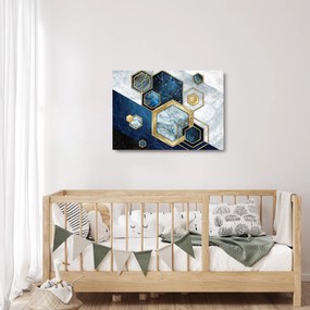 Sklenený obraz - Mramorové hexagóny (70x50 cm)