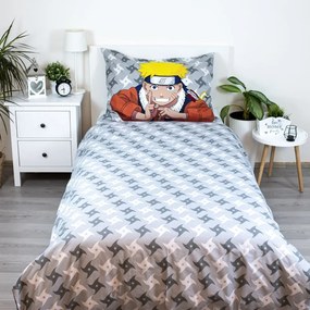 Bavlnené detské obliečky na jednolôžko 140x200 cm Naruto "Grey" – Jerry Fabrics