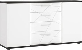 Komoda Venezia VENK01 2D4S biela alpská/dub vicenza čierna/mdf biela L