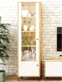 Vysoká vitrína Bilbao, dub artisan/biela%