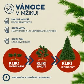 Umelý vianočný strom Premium 180 cm + banky + svetelná reťaz