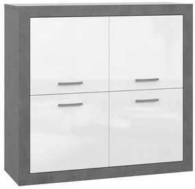 Komoda Trebbia 4d Betón/biely lesk