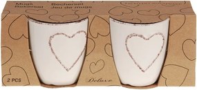 Šalky na kávu Vintage srdce – béžové 2 × 150 ml
