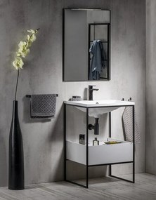 Sapho Sapho, SKA konzola pod umývadlo so zásuvkou 750x850x460mm, čierna mat/biela lesk, SKA602