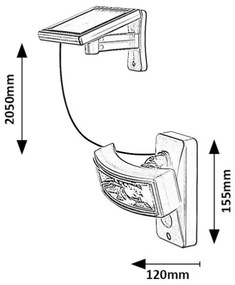 Rabalux 77019 - LED Solárne svietidlo so senzorom VALPOVO LED/2,4W/3,7V IP44