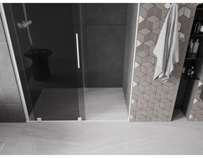 Mexen Velar, posuvné sprchové dvere do otvoru 140 cm, 8mm šedé sklo, biela matná, 871-140-000-41-20
