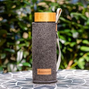 Tmavosivý filcový obal na sklenenú fľašu - Ø 7*21cm / 450ml a 650ml
