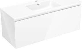 Mexen Orio, kúpeľňová skrinka 120 cm s umývadlom Otis, 1 zásuvka, biela lesklá, 91A10-12047-1-BF00-W18M00