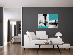 Obraz - Tyrkysová abstrakcia (90x60 cm)