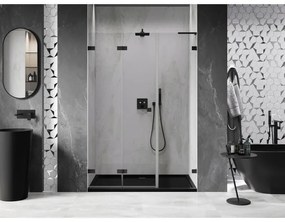 Mexen Lunar-F, L skladacie ľavé sprchové dvere 150 cm, číre sklo, čierny profil, 836SL-150-050-70-00-L