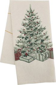 Béžová bavlnená utierka Aix s vianočným stromčekom Chic Antique – 50*70 cm