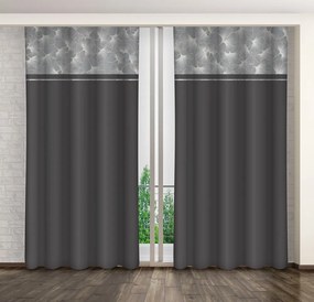 Dlhé čierno-šedé závesy so vzorom listov v elegantnom štýle Dĺžka: 250 cm