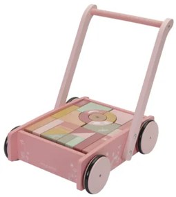 Little Dutch Drevený vozík s kockami: Ružový