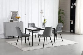 Set štyroch jedálenských stoličiek BERA zamatové strieborné / čierne nohy (4 ks)