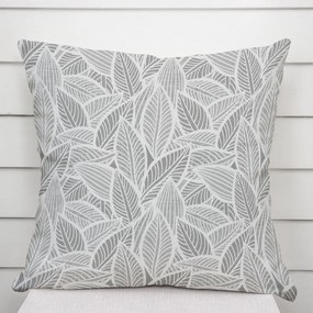 Biante Dekoračná obliečka na vankúš Leona LN-169 Biele listy na sivom 45 x 45 cm