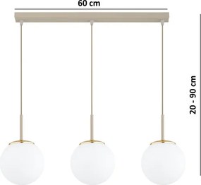 Brilagi - Závesný luster MILO na lanku 3xE27/60W/230V béžová/zlatá