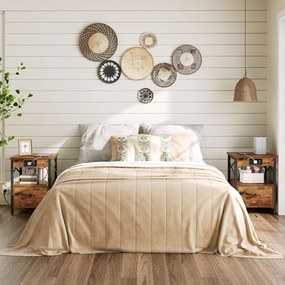 Noční stolek Vasagle Zrava 38 cm s nabíjecí stanicí hnědý/černý