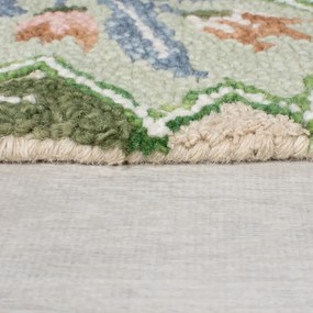 Zelený ručne tkaný vlnený koberec 160x230 cm Bryony Shaped Floral – Flair Rugs