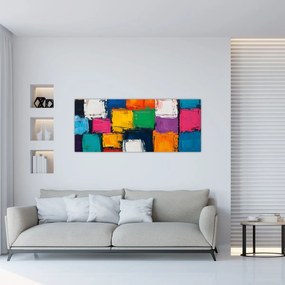 Obraz - Maľba farebných štvorcov (120x50 cm)