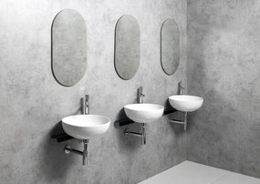Sapho Tetris, nástenné okrúhle umývadlo s držiakom pre stojánkovú batériu vpravo, 415x140mm, biela, TZ420-02