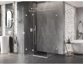 Mexen Lunar T, sklápací sprchový kút ľavý 125 x 80 cm, 8mm číre sklo, biely profil, 834T-125-080-20-00-L