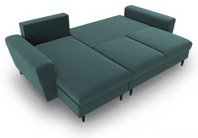 Zamatová rozkladacia/s úložným priestorom rohová pohovka v petrolejovej farbe Kyoto – Cosmopolitan Design