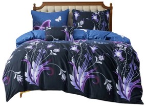 Obliečky z mikrovlákna VIOLET BUTTERFLY tmavo modré Rozmer obliečky: 70 x 90 cm | 140 x 220 cm