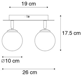 Moderné bodové svetlo čierne s dymovým sklom 2-žiarovkové - Atény