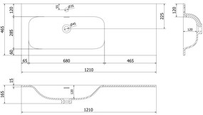 Mexen Rivel, kúpeľňová skrinka 120 cm s umývadlom Vela vľavo, 1S, 1D, drážkovaná, grafitová matná/biela matná, 91A23-12047-3-BBFF66-W23L01