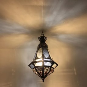 Marocká závesná lampa Houta modro - biela