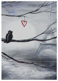 Gario Ručne maľovaný obraz Vtáčia romantika v Paríži Rozmery: 100 x 70 cm