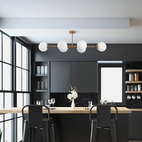 Stropné svietidlo v bielo-zlatej farbe so skleneným tienidlom 40x110 cm Fazli – Opviq lights