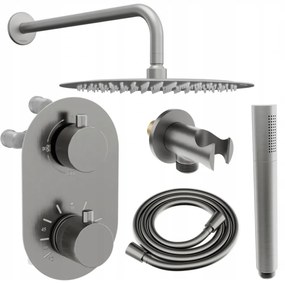 Mexen Kai DR70 podomietkový sprchový set s dažďovou sprchou 25 cm, grafitová, 77602DR7025-66