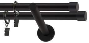 Dekorstudio Garniža dvojradová LUNA čierna-matná 19mm Dĺžka: 180cm, Typ príslušenstva: Krúžky tiché so štipcami